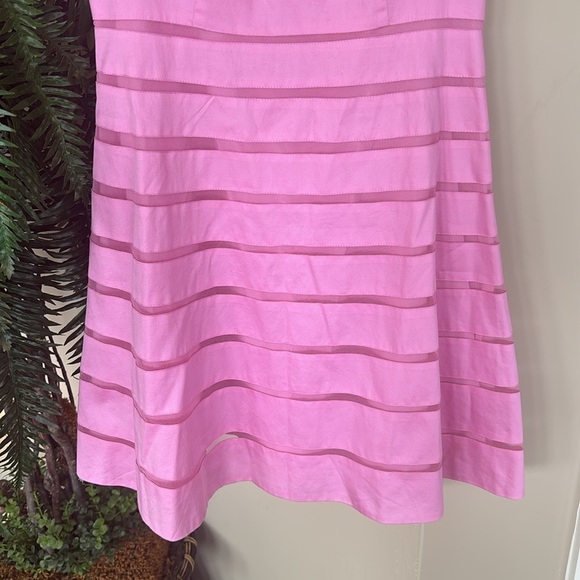 Ann Taylor Pink Tiered Fit & Flare Lined Sleeveless Tulle Mesh Cotton Office - Picture 2 of 16